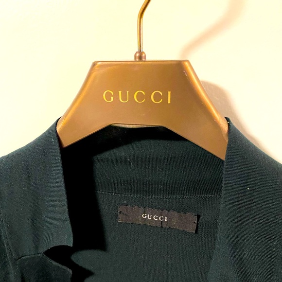 GUCCI Red & Green Silk Colorblock Cardigan Blazer Sweater w/ Hanger Large - Picture 6 of 10